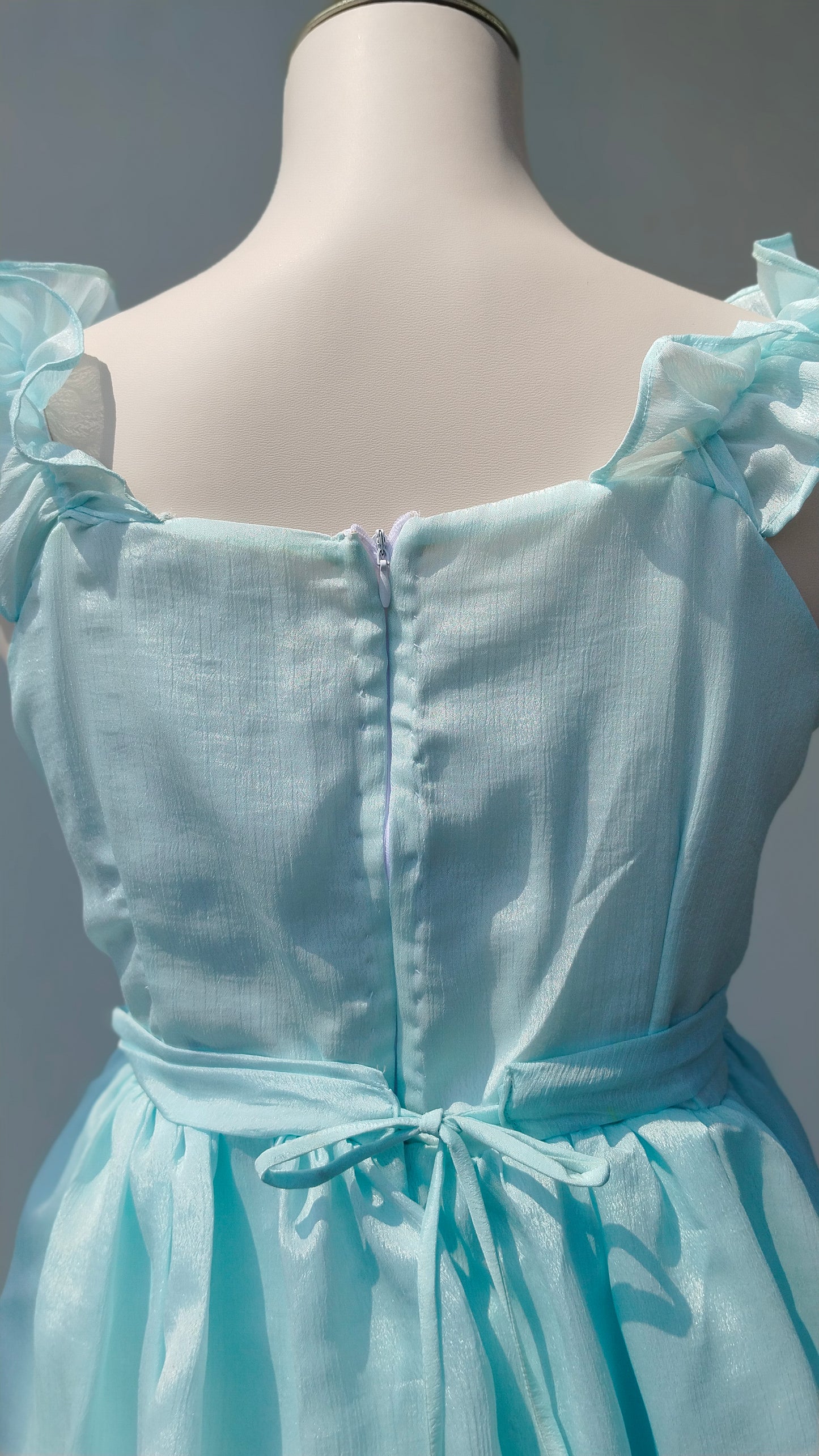 SOLID LIGHT BLUE CHIFFON SHORT DRESS