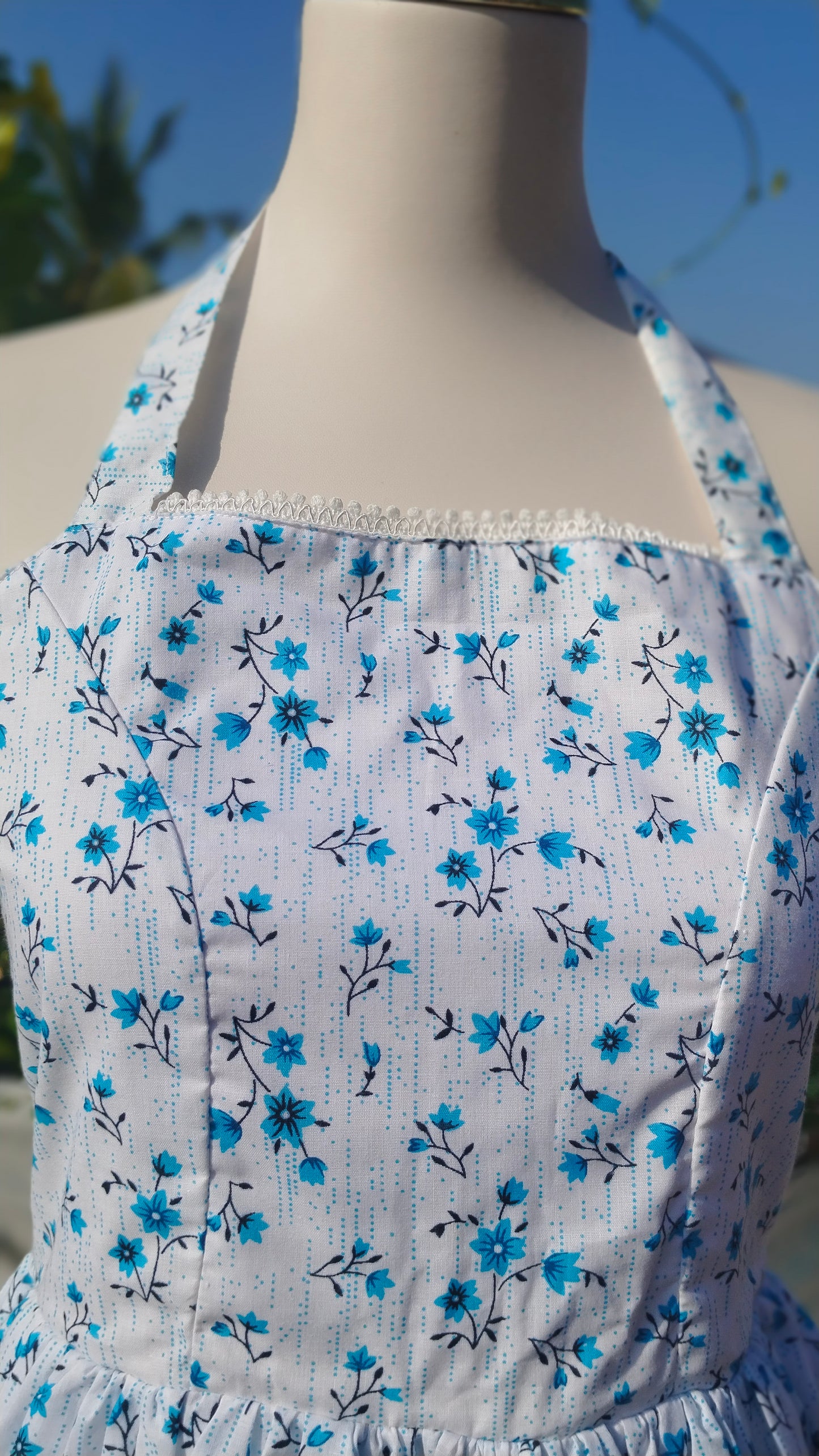 WHITE HALTER NECK COTTON DRESS