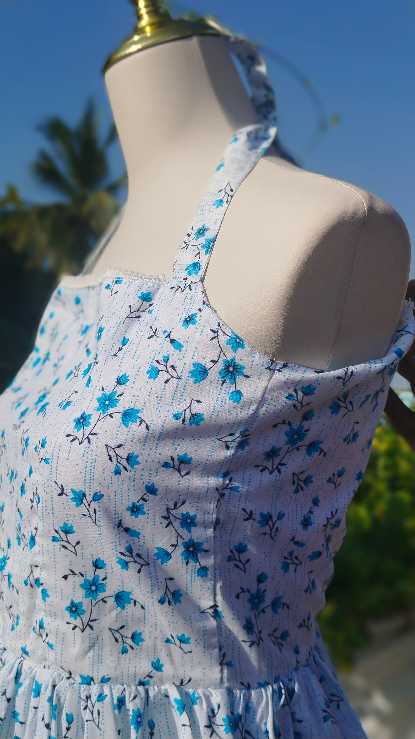 WHITE HALTER NECK COTTON DRESS