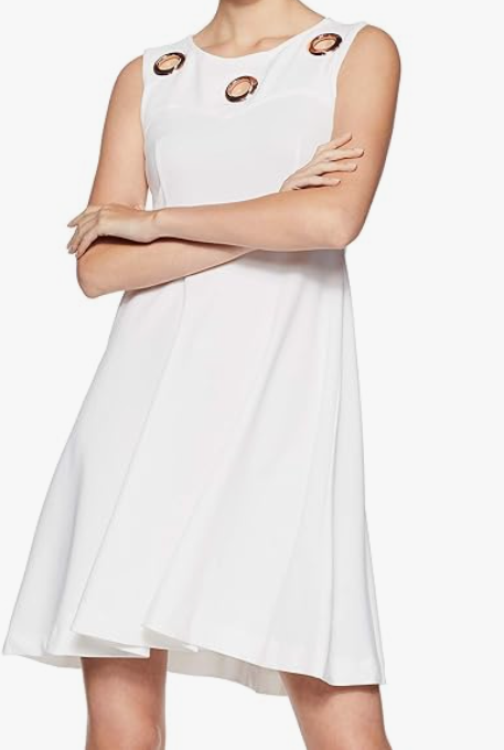 WHITE EMPIRE'S KNEE LONG DRESS