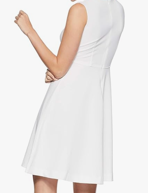 WHITE EMPIRE'S KNEE LONG DRESS