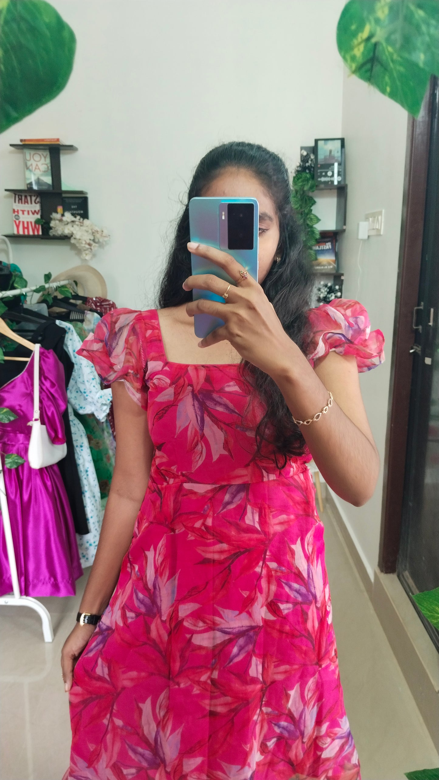 DARK PINK ORGANZA SHORT DRESS