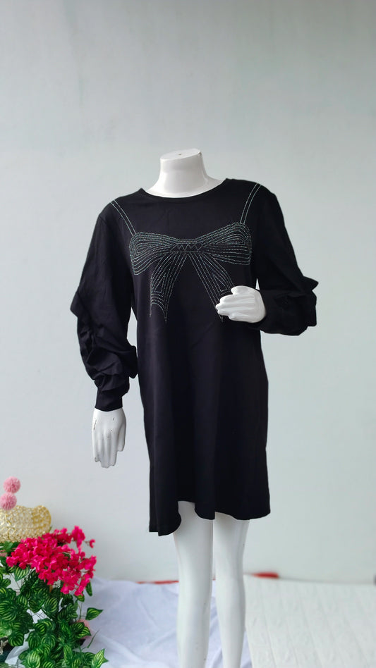 BLACK BOW TIE DESIGN DRESS