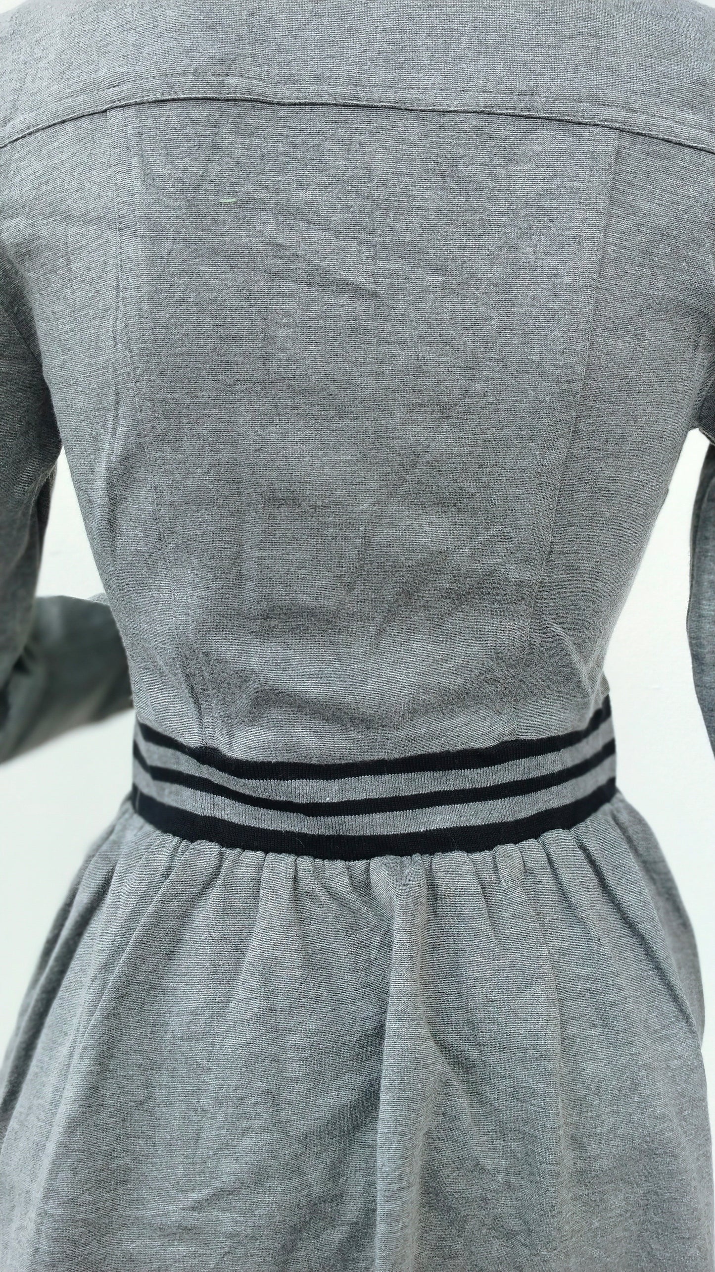 GRAY COLLAR NECK DRESS WITH FULL SLEEVES