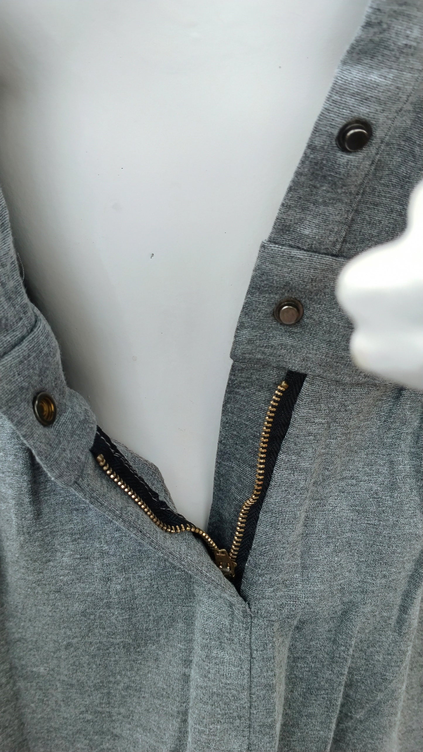 GRAY COLLAR NECK DRESS WITH FULL SLEEVES