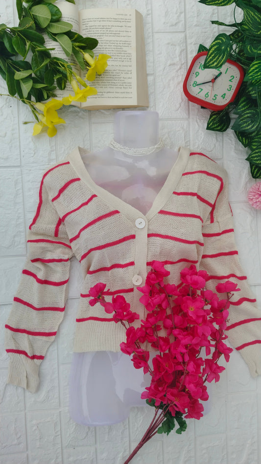 WHITE & PINK SHRUG