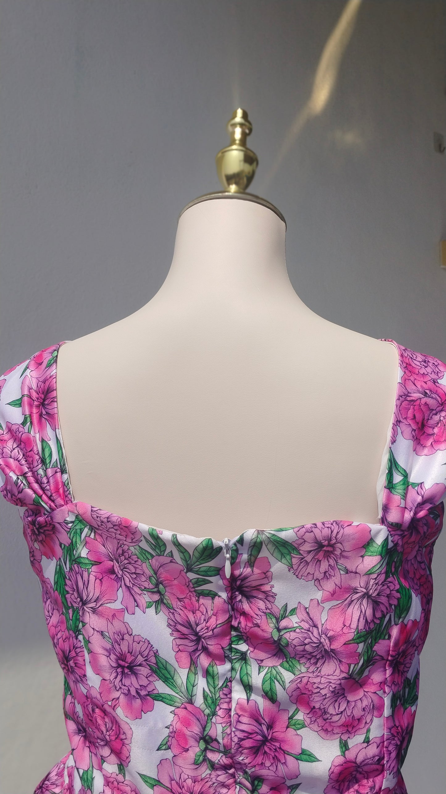 PREMIUM SATIN ROSE PRINTED FLORAL FDRESS