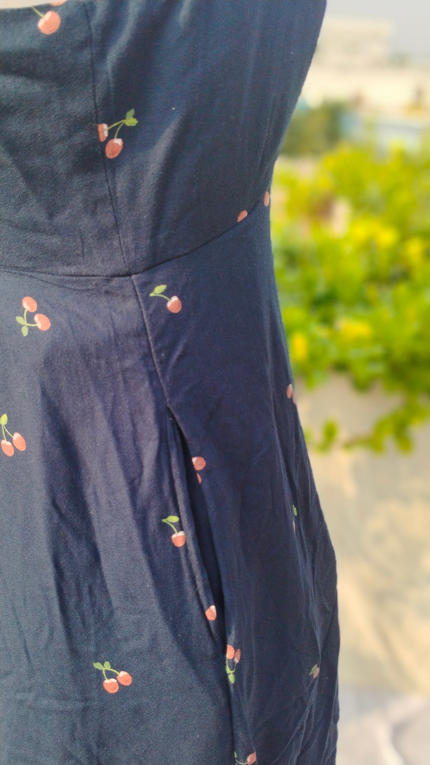 NAVY  BLUE FLORAL PRINT STRAP DRESS