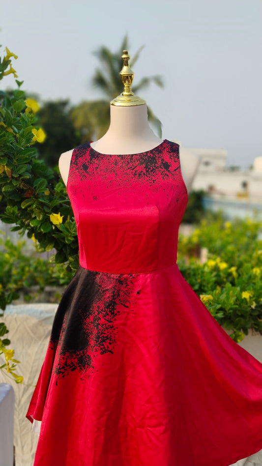 RED & BLACK SMOKED DRESS