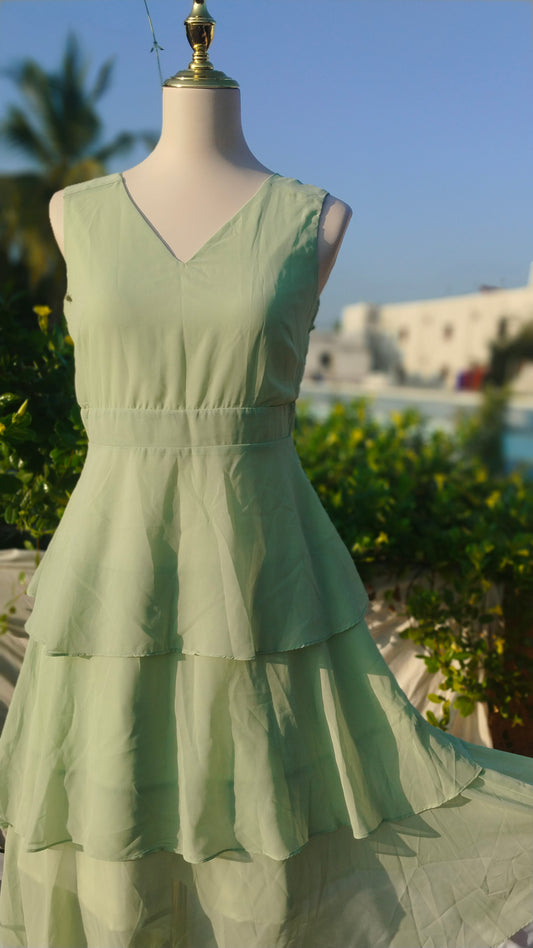 LIGHT GREEN PEPLUM DRESS