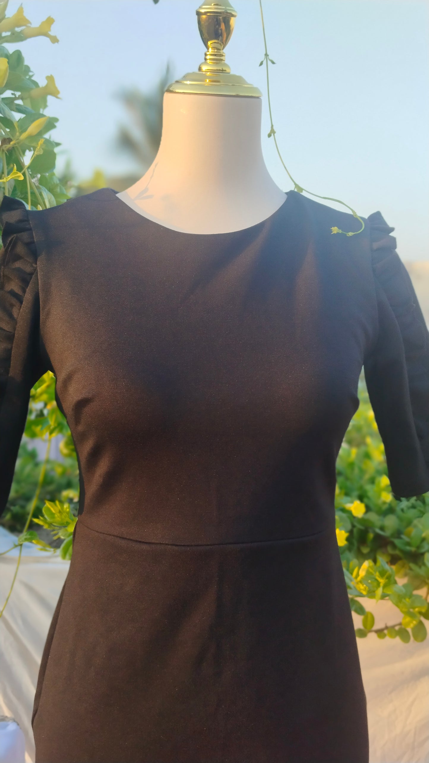 SHEATH DRESS WITH RUFFLED PANELS