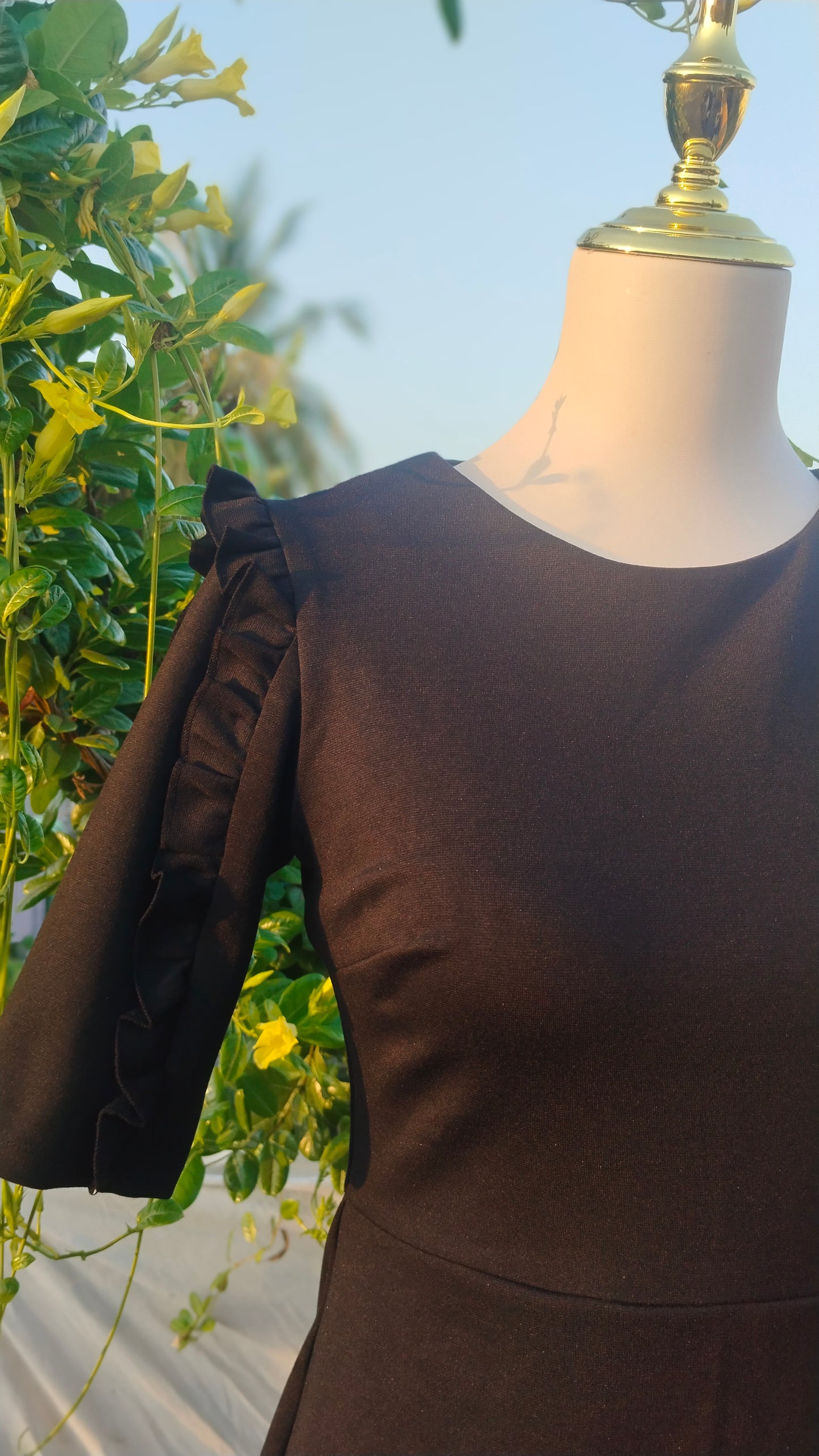 SHEATH DRESS WITH RUFFLED PANELS