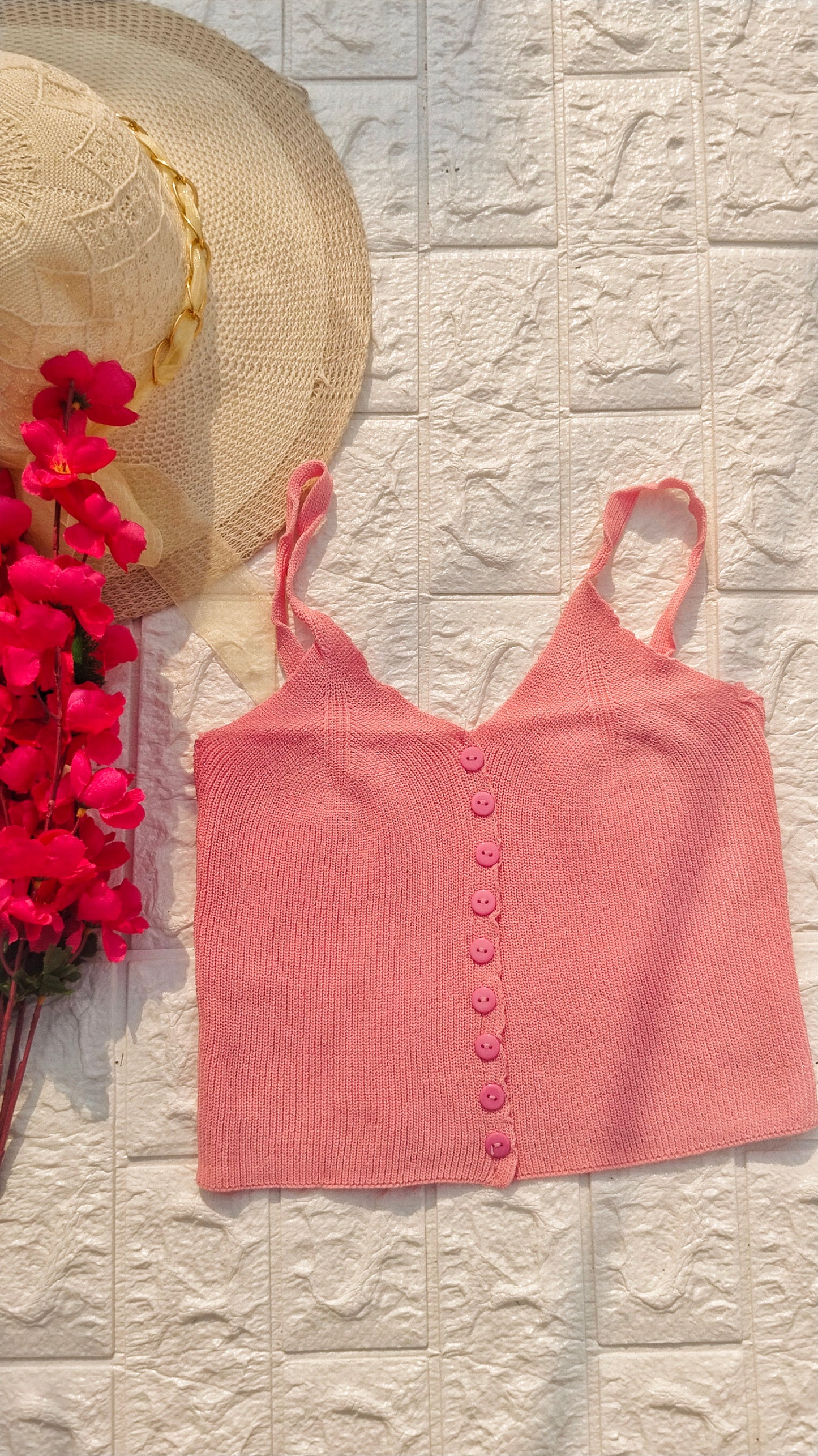 BABY PINK FITTED CROP TOP