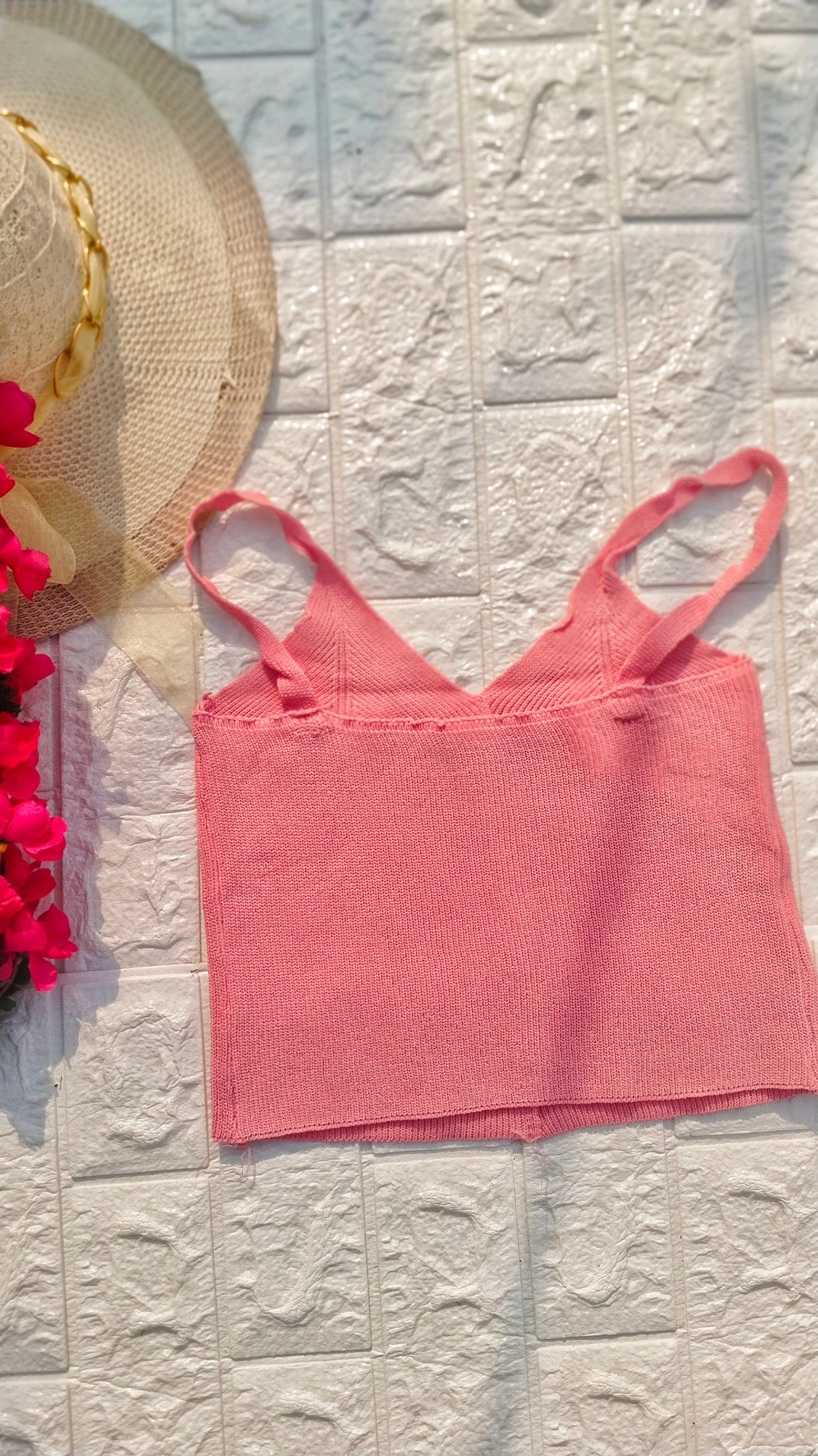 BABY PINK FITTED CROP TOP