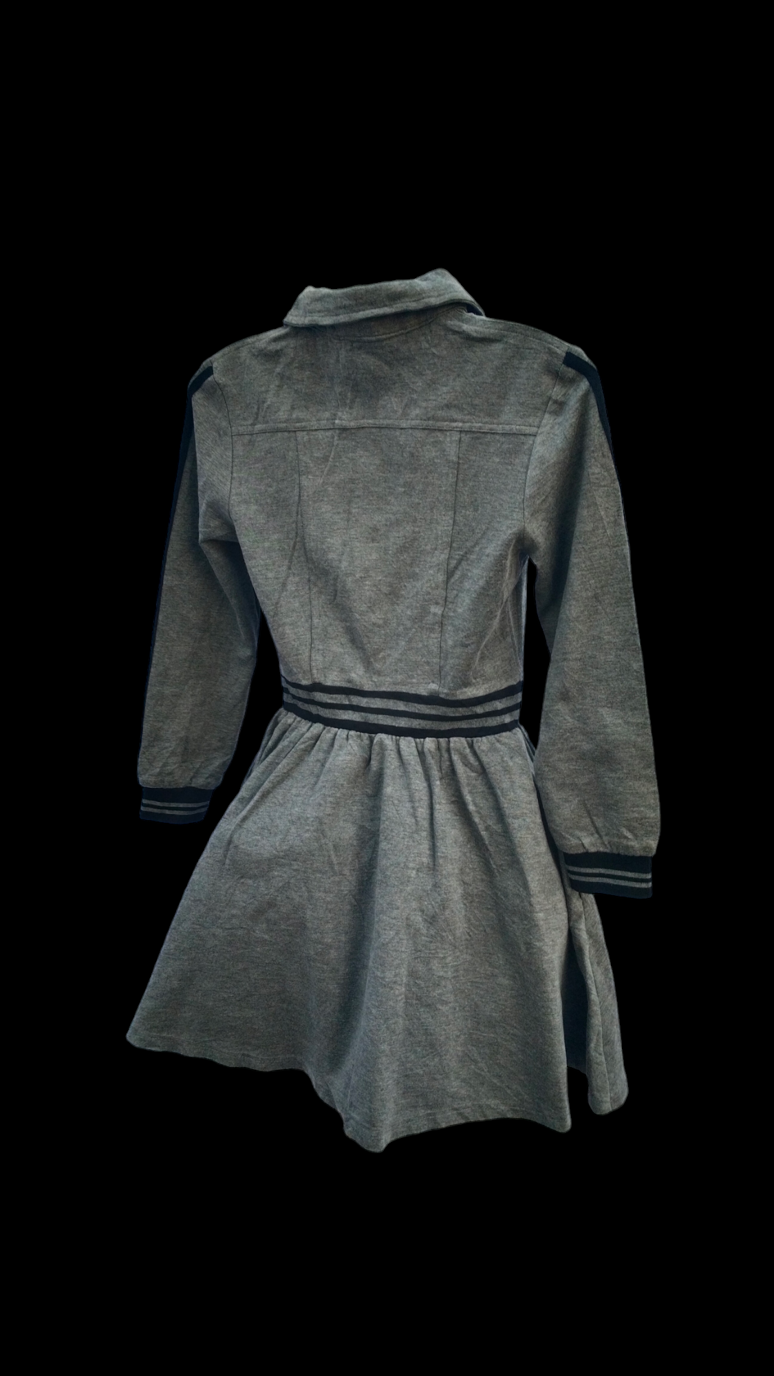 GRAY COLLAR NECK DRESS WITH FULL SLEEVES