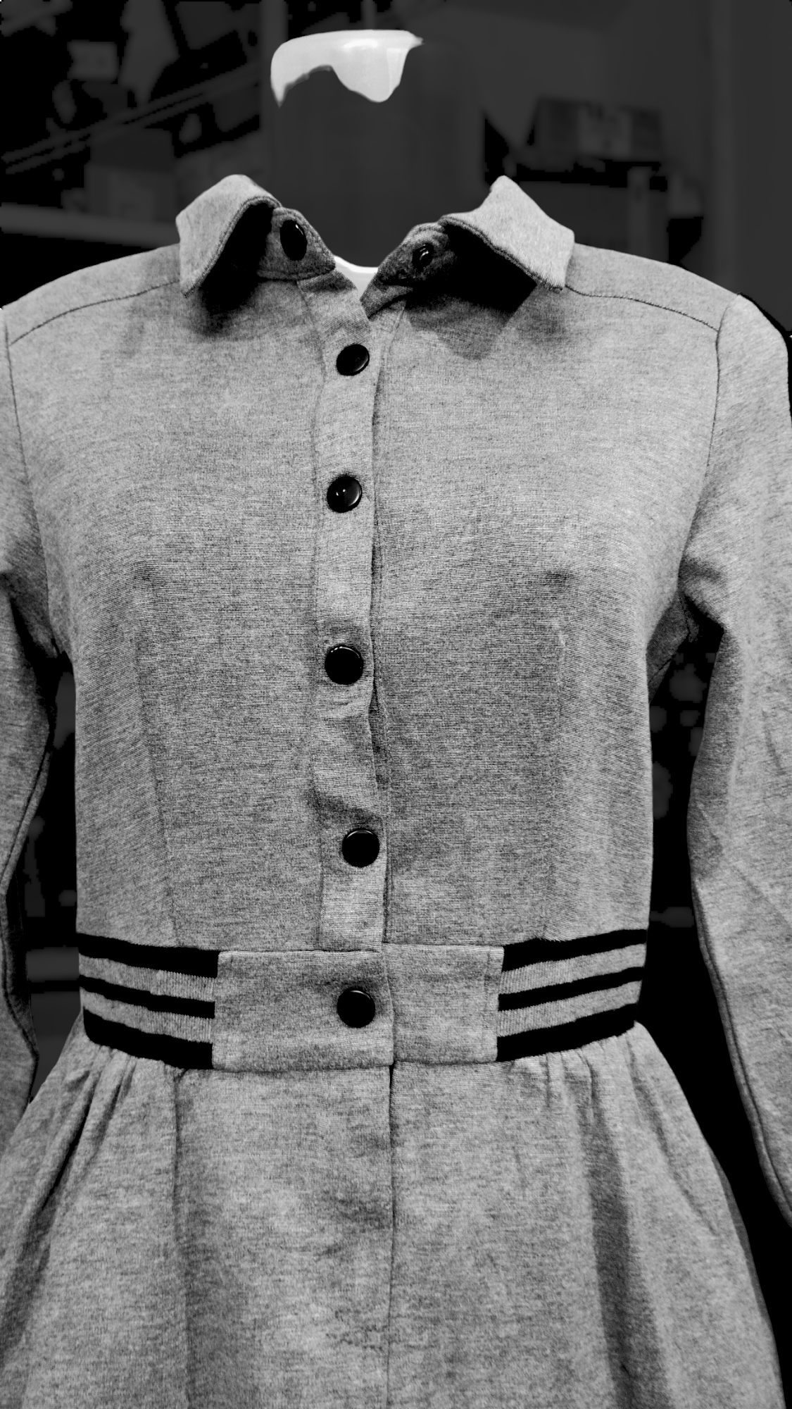 GRAY COLLAR NECK DRESS WITH FULL SLEEVES