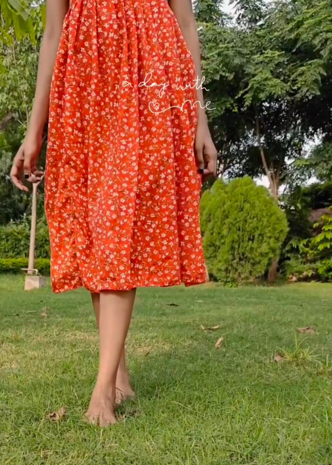RED CREPE FLORAL PRINT SUMMER DRESS